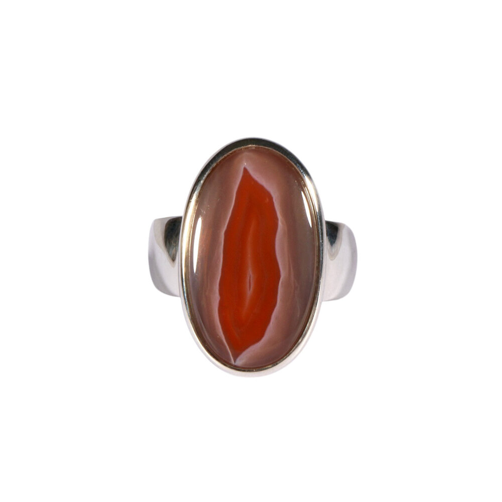 Zilveren ring agaat (Botswana) maat 17 1/2 | ovaal 2,1 x 1,3 cm
