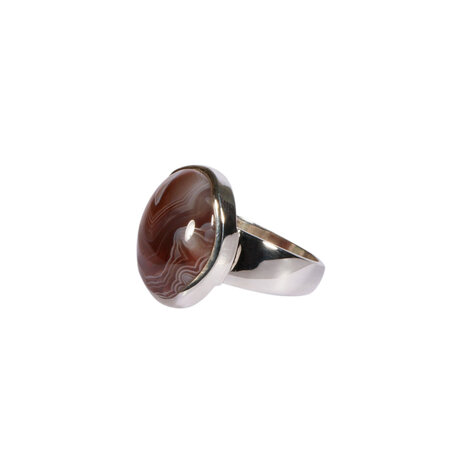 Zilveren ring agaat (Botswana) maat 18 | rond 1,8 cm