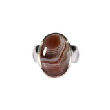 Zilveren ring agaat (Botswana) maat 17  | ovaal 1,8 x 1,3 cm
