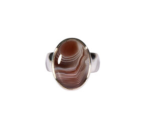 Zilveren ring agaat (Botswana) maat 17  | ovaal 1,8 x 1,3 cm