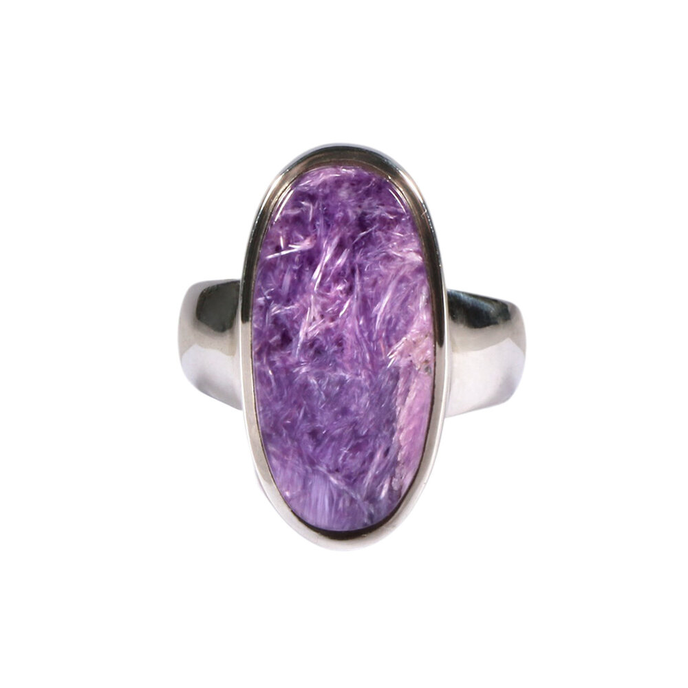 Zilveren ring charoiet maat 17 | ovaal 2,1 x 1 cm