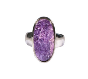 Zilveren ring charoiet maat 17 | ovaal 2,1 x 1 cm