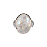 Zilveren ring maansteen (regenboog) maat 17 1/2 | ovaal 1,8 x 1,5 cm