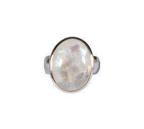 Zilveren ring maansteen (regenboog) maat 17 1/2 | ovaal 1,8 x 1,5 cm