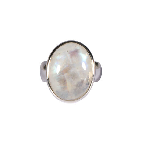 Zilveren ring maansteen (regenboog) maat 17 1/2 | ovaal 1,8 x 1,5 cm