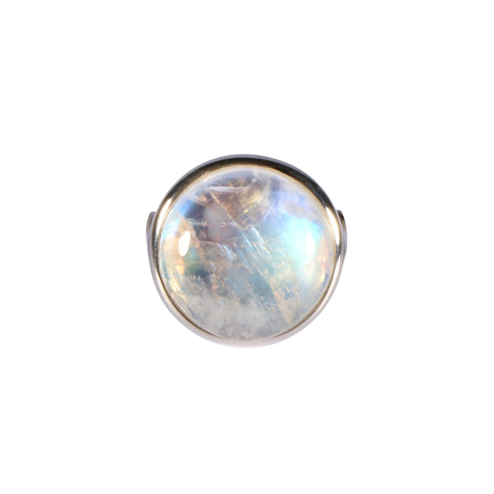 Zilveren ring maansteen (regenboog) maat 18 | rond 1,6 cm