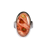 Zilveren ring opaal (vuur) maat 18 | ovaal 2,4 x 1,4 cm