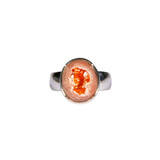 Zilveren ring opaal (vuur) maat 18 | ovaal 1,3 x 1,1 cm