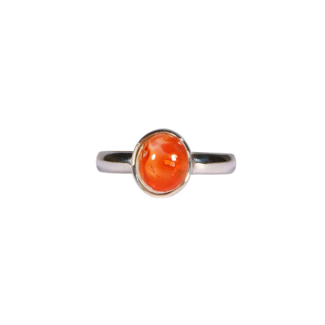 Zilveren ring opaal (vuur) maat 16 1/2 | ovaal 0,8 x 0,7 cm