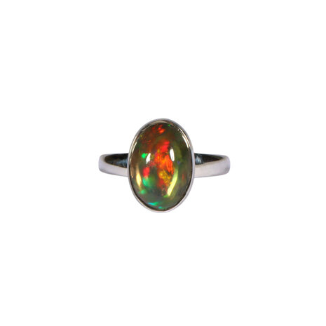 Zilveren ring opaal (zwart) maat 17 1/2 | ovaal 1,3 x 0,9 cm