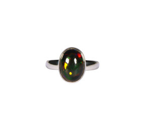 Zilveren ring opaal (zwart) maat 17 | ovaal 1,2 x 0,8 cm