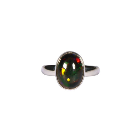 Zilveren ring opaal (zwart) maat 17 | ovaal 1,2 x 0,8 cm