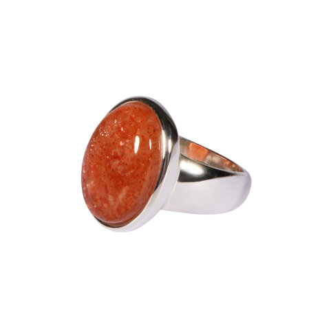 Zilveren ring zonnesteen maat 18 | ovaal 1,7 x 1,2 cm