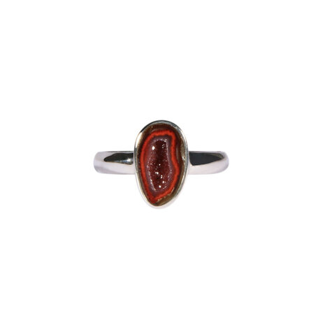 Zilveren ring agaat geode maat 18 1/2 | ovaal 1,2 x 0,7 cm