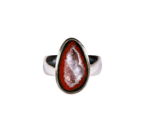 Zilveren ring agaat geode maat  19 | druppel 1,9 x 1,1 cm