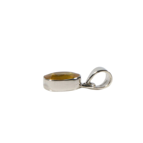 Zilveren hanger saffier (geel) | ovaal facet 10 x 8 mm