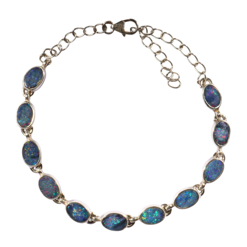 Zilveren armband opaal (Australië) doublet | ovaal 6 x 4 mm Zilveren armband opaal (Australië) doublet | ovaal 6 x 4 mm