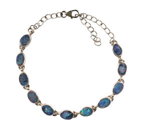 Zilveren armband opaal (Australië) doublet | ovaal 6 x 4 mm Zilveren armband opaal (Australië) doublet | ovaal 6 x 4 mm