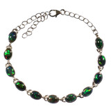 Zilveren armband opaal (zwart) | ovaal 6 x 5 mm