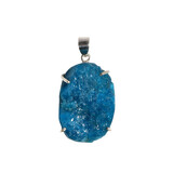 Zilveren hanger apatiet ruw | ovaal gezet 2,6 x 1,8 cm