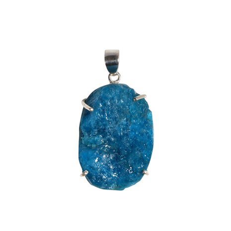 Zilveren hanger apatiet ruw | ovaal gezet 2,6 x 1,8 cm