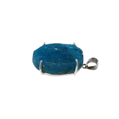 Zilveren hanger apatiet ruw | ovaal gezet 2,4 x 1,8 cm