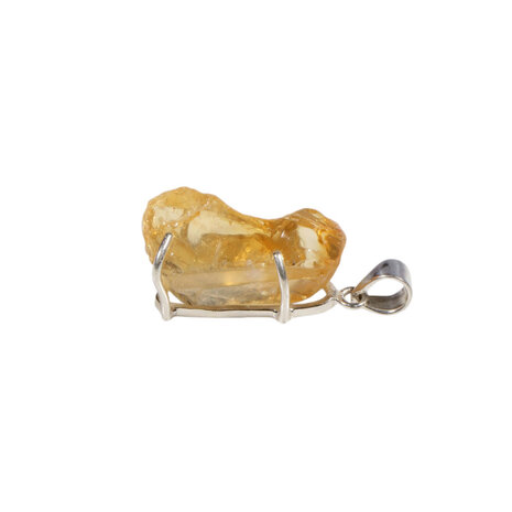 Zilveren hanger citrien ruw | druppel gezet 2,2 x 1,5 cm