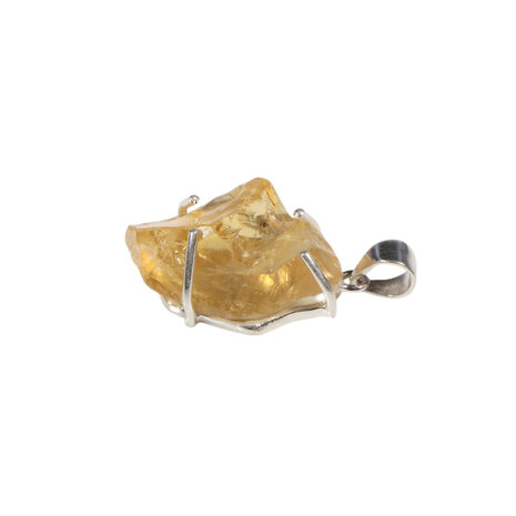 Zilveren hanger citrien ruw | ovaal gezet 2,3 x 1,4 cm