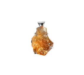 Zilveren hanger citrien ruw | druppel gezet 2,2 x 1,7 cm