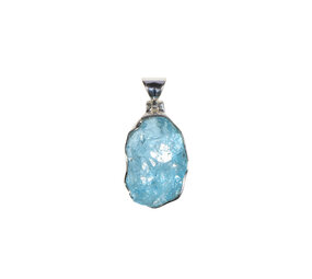 Zilveren hanger topaas (blauw) ruw | ovaal 1,9 x 1,2 cm