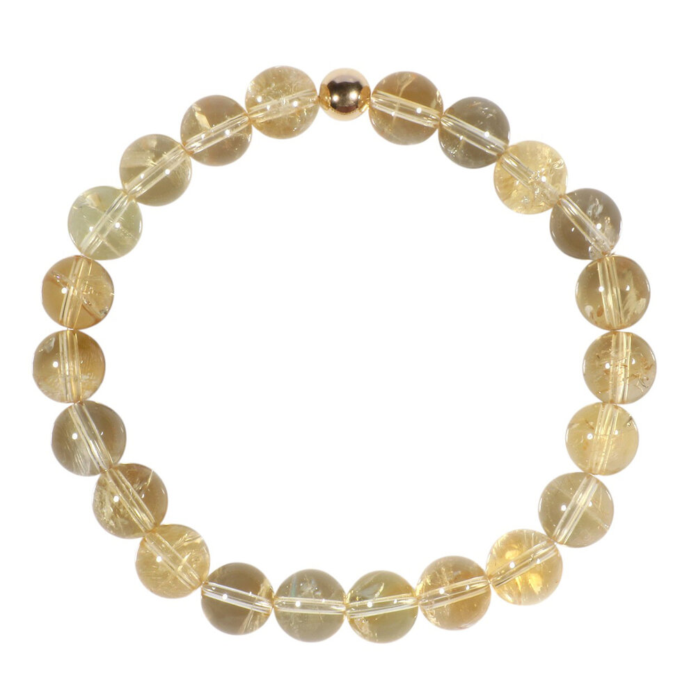 Citrien armband met 14k gouden kraal | 8 mm