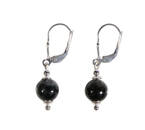 Zilveren oorbellen toermalijn (zwart) rond 8 mm
