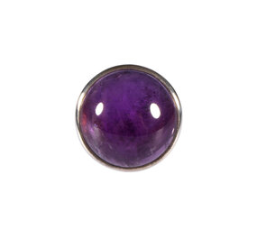 Zilveren ring amethist maat 19 | rond 2 cm