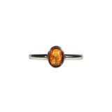 Zilveren ring barnsteen maat 17 | ovaal 7 x 5 mm
