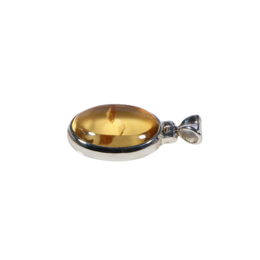 Zilveren hanger citrien | ovaal 1,9 x 1,3 cm