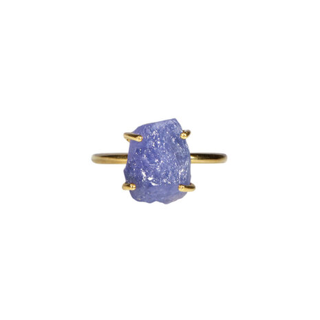 Gold filled ring tanzaniet maat 17 | ovaal ruw gezet 1,1 x 0,9 cm
