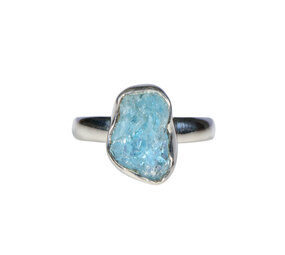 Zilveren ring topaas (blauw) maat 18 1/2 (verstelbaar) | ovaal 1,3 x 0,8 cm