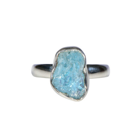 Zilveren ring topaas (blauw) maat 18 1/2 (verstelbaar) | ovaal 1,3 x 0,8 cm