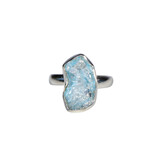 Zilveren ring topaas (blauw) maat 17 1/2 (verstelbaar) | ovaal 1,6 x 0,9 cm