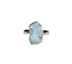 Zilveren ring topaas (blauw) maat 17 1/2 (verstelbaar) | ovaal 1,6 x 0,9 cm