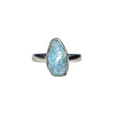 Zilveren ring topaas (blauw) maat 18 1/2 (verstelbaar) | ovaal 1,5 x 0,8 cm