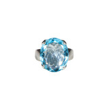 Zilveren ring topaas (blauw) maat 17 1/2 | ovaal facet 1,7 x 1,4 cm