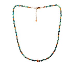 Gold filled ketting chrysocolla en barnsteen