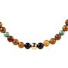 Gold filled ketting versteend palmhout met Tibetaanse turkoois kralen