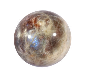 Maansteen (blauw) met zonnesteen bol 58 mm | 255 gram