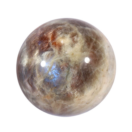 Maansteen (blauw) met zonnesteen bol 58 mm | 255 gram