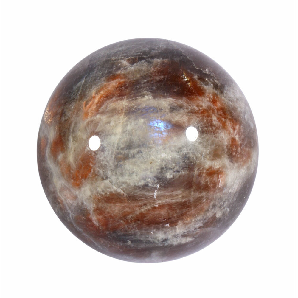 Maansteen (blauw) met zonnesteen bol 59 mm | 278 gram