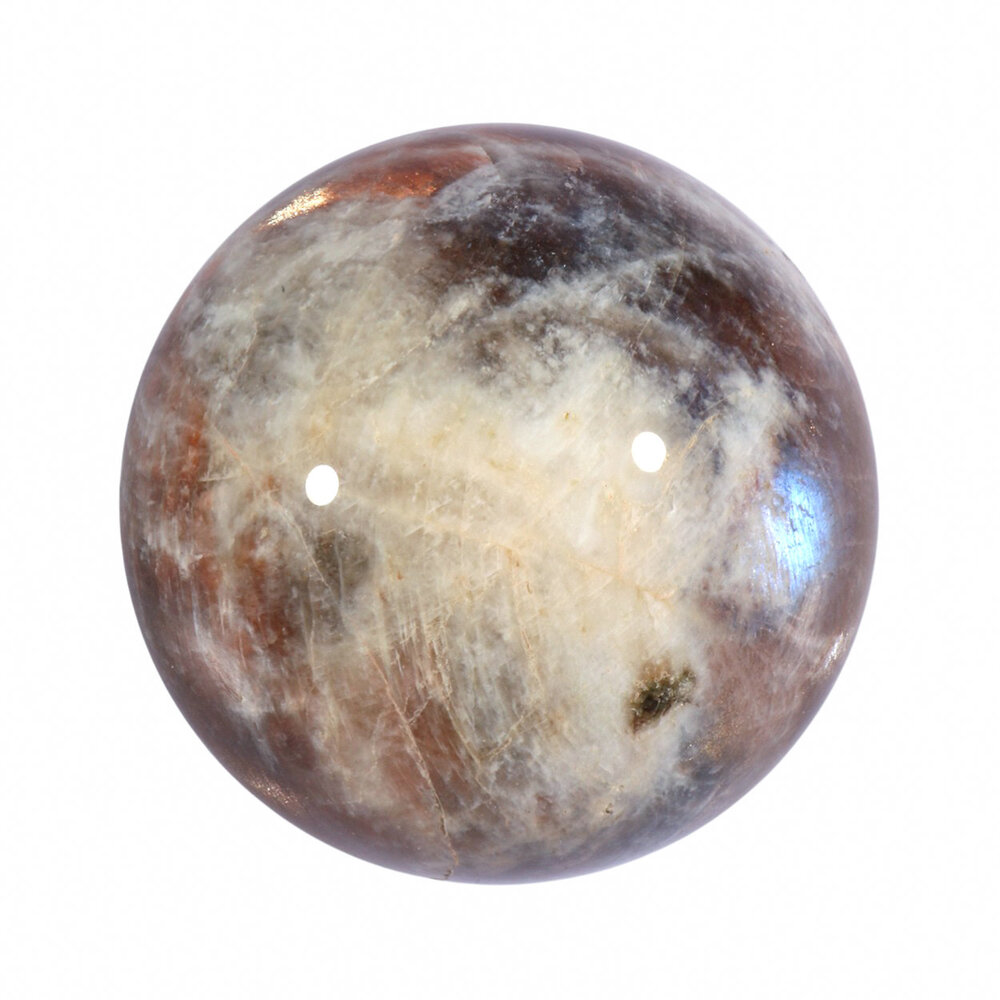 Maansteen (blauw) met zonnesteen bol 59 mm | 283 gram