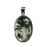 Zilveren hanger mosagaat | ovaal 3,2 x 2,2 cm