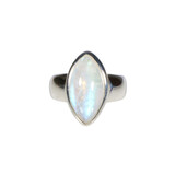 Zilveren ring maansteen (regenboog) maat 17 1/2 | markies 1,9 x 0,9 cm